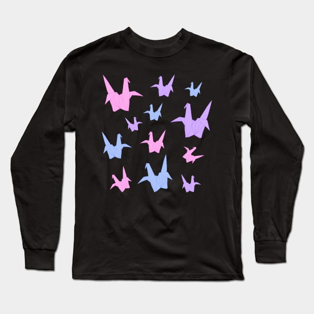 Cranes Long Sleeve T-Shirt by inparentheses